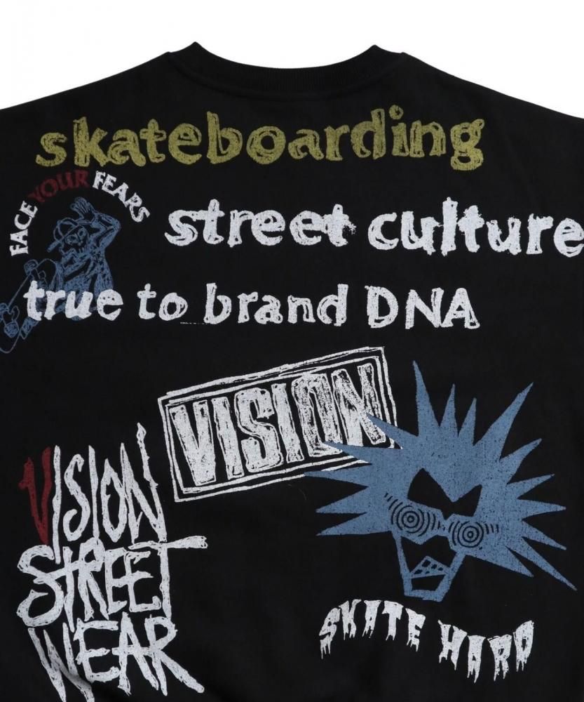 VISION STREET WEAR 裏起毛 ラクガキ総柄スウェット Black