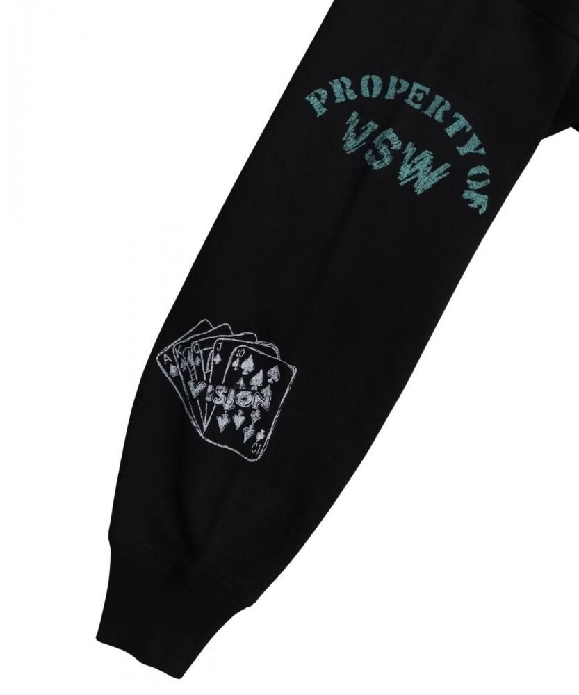 VISION STREET WEAR 裏起毛 ラクガキ総柄ジップパーカー Black