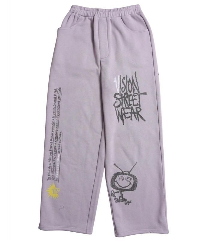 VISION STREET WEAR 裏起毛 ラクガキ総柄スウェットパンツ Purple