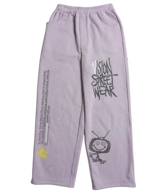 VISION STREET WEAR 裏起毛 ラクガキ総柄スウェットパンツ Purple
