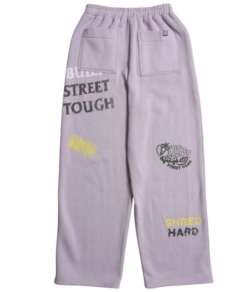 VISION STREET WEAR 裏起毛 ラクガキ総柄スウェットパンツ Purple