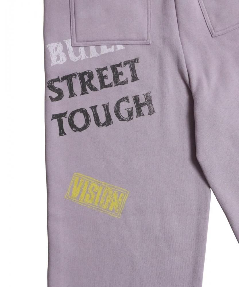 VISION STREET WEAR 裏起毛 ラクガキ総柄スウェットパンツ Purple
