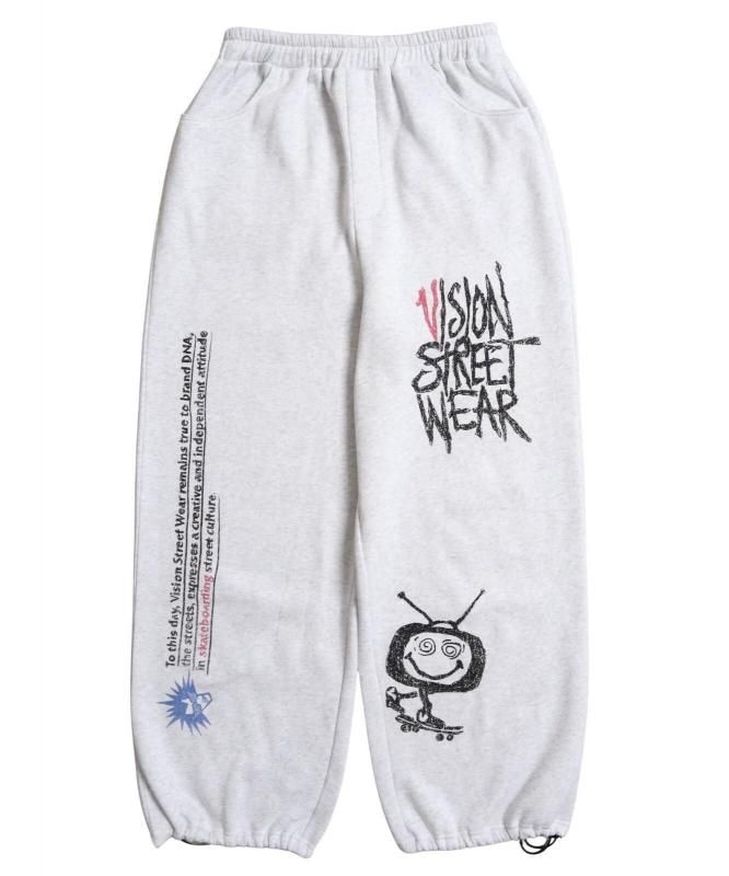 VISION STREET WEAR 裏起毛 ラクガキ総柄スウェットパンツ Gray