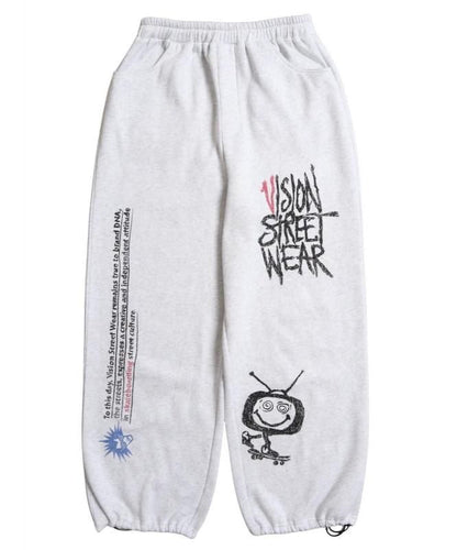 VISION STREET WEAR 裏起毛 ラクガキ総柄スウェットパンツ Gray