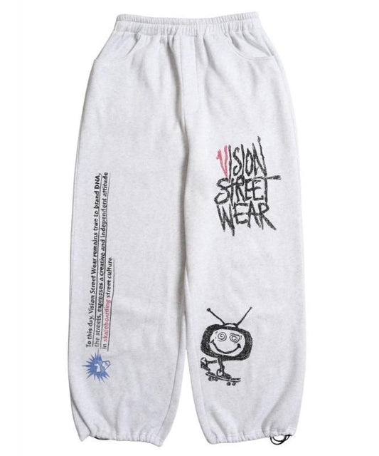 VISION STREET WEAR 裏起毛 ラクガキ総柄スウェットパンツ Gray