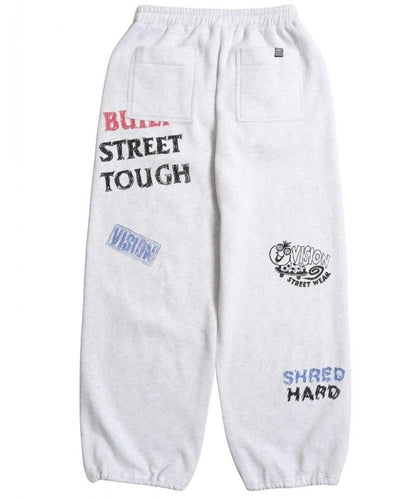 VISION STREET WEAR 裏起毛 ラクガキ総柄スウェットパンツ Gray