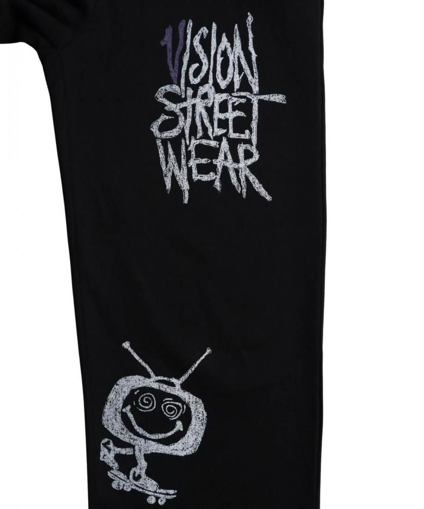 VISION STREET WEAR 裏起毛 ラクガキ総柄スウェットパンツ Black