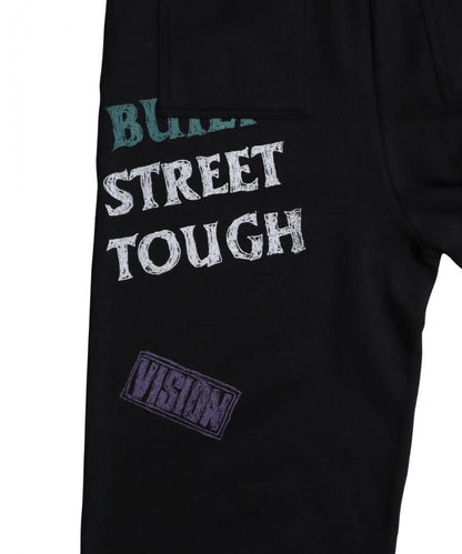 VISION STREET WEAR 裏起毛 ラクガキ総柄スウェットパンツ Black