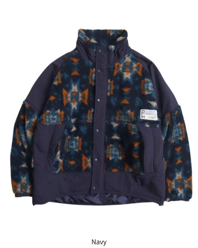 POWER TO THE PEOPLE ボアナイロン中綿ジャケット NAVY