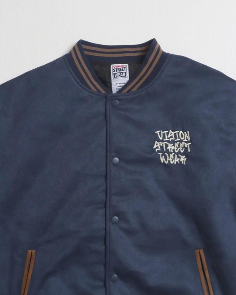 VISION STREET WEAR フェイクスウェード スタジアムジャケット Navy