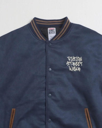 VISION STREET WEAR フェイクスウェード スタジアムジャケット Navy