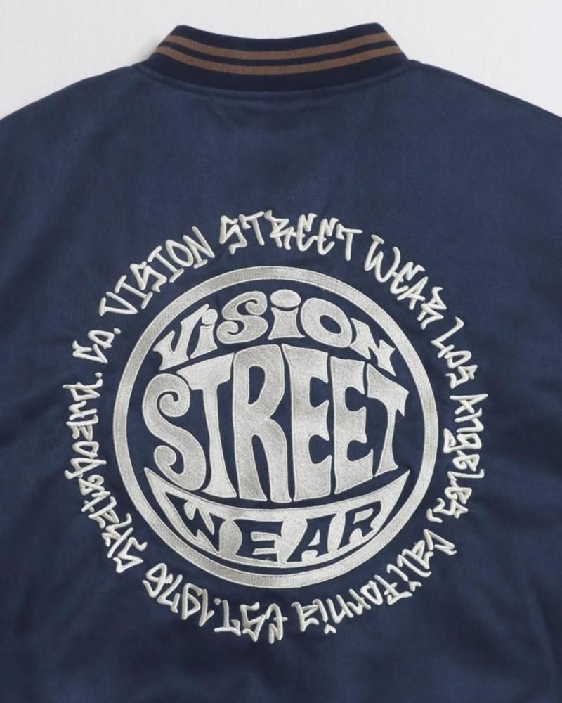 VISION STREET WEAR フェイクスウェード スタジアムジャケット Navy