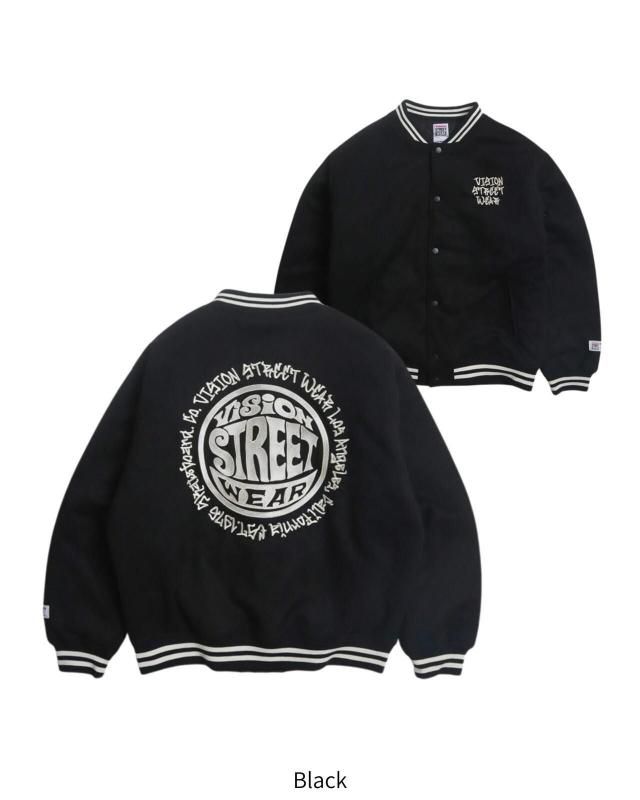 VISION STREET WEAR フェイクスウェード スタジアムジャケット Black