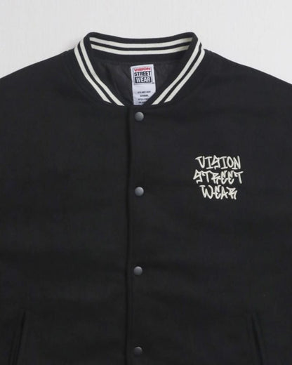 VISION STREET WEAR フェイクスウェード スタジアムジャケット Black