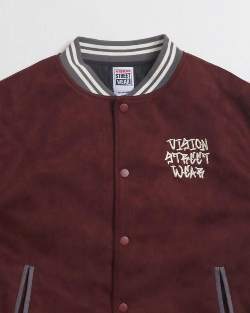 VISION STREET WEAR フェイクスウェード スタジアムジャケット Wine