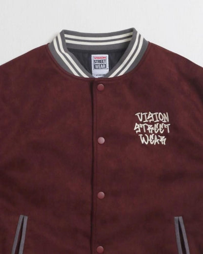 VISION STREET WEAR フェイクスウェード スタジアムジャケット Wine