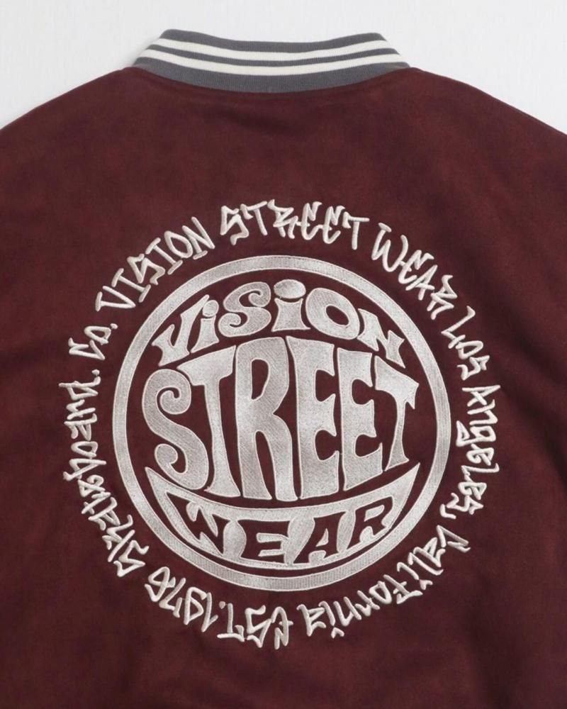 VISION STREET WEAR フェイクスウェード スタジアムジャケット Wine