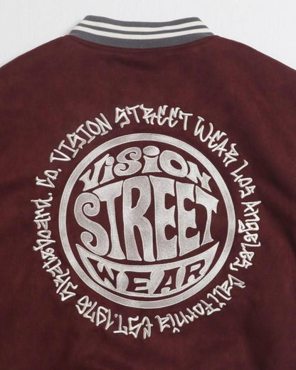 VISION STREET WEAR フェイクスウェード スタジアムジャケット Wine