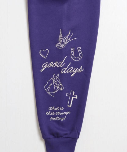 POWER TO THE PEOPLE 裏起毛 袖刺繍カレッジロゴスウェット Purple