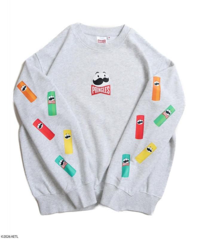 PRINGLES プリングルズ 袖プリント FRONT刺繍スウェット Gray
