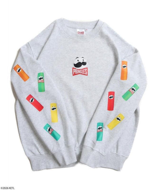 PRINGLES プリングルズ 袖プリント FRONT刺繍スウェット Gray