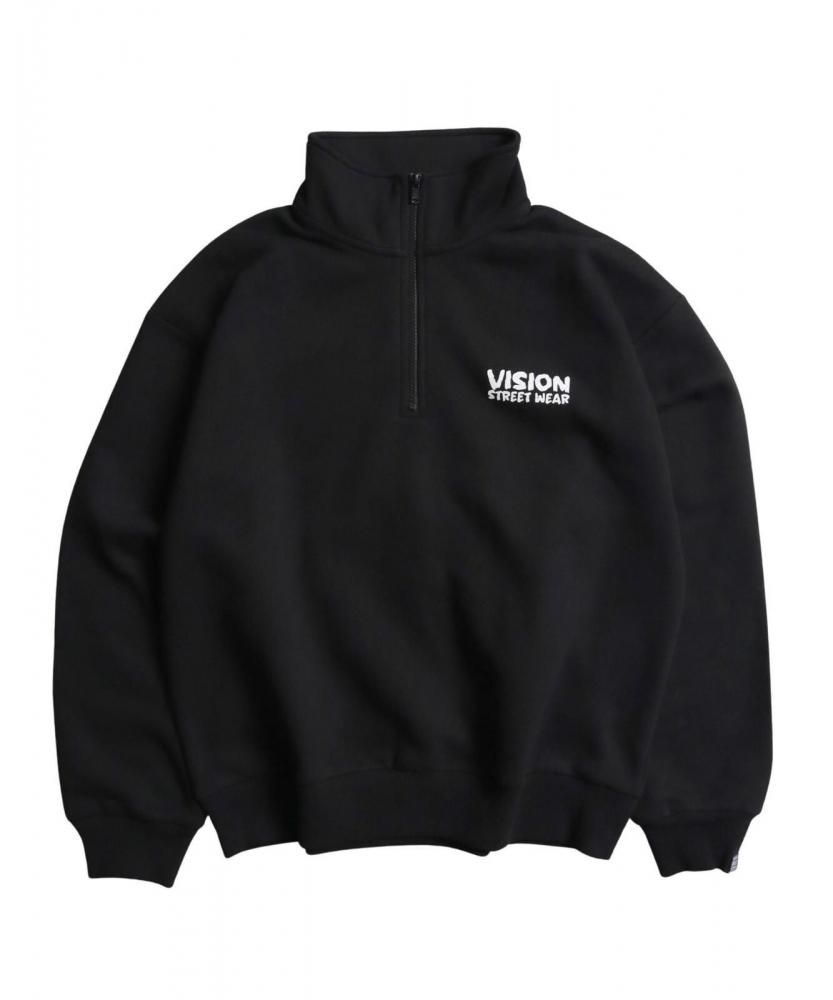 VISION STREET WEAR 裏起毛 ゴースト異素材ジップスウェット Black