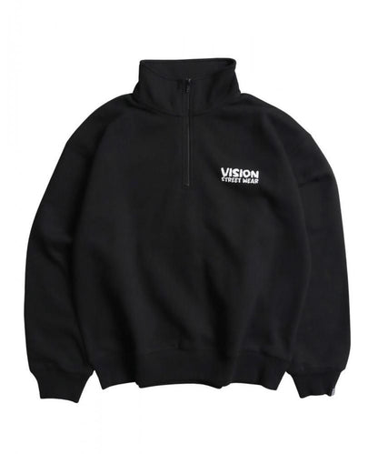 VISION STREET WEAR 裏起毛 ゴースト異素材ジップスウェット Black