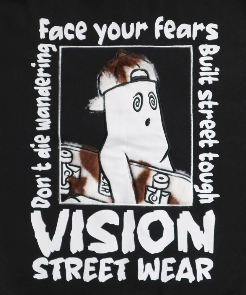 VISION STREET WEAR 裏起毛 ゴースト異素材ジップスウェット Black
