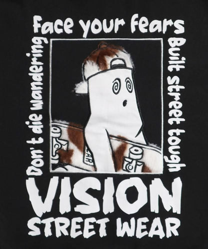 VISION STREET WEAR 裏起毛 ゴースト異素材ジップスウェット Black