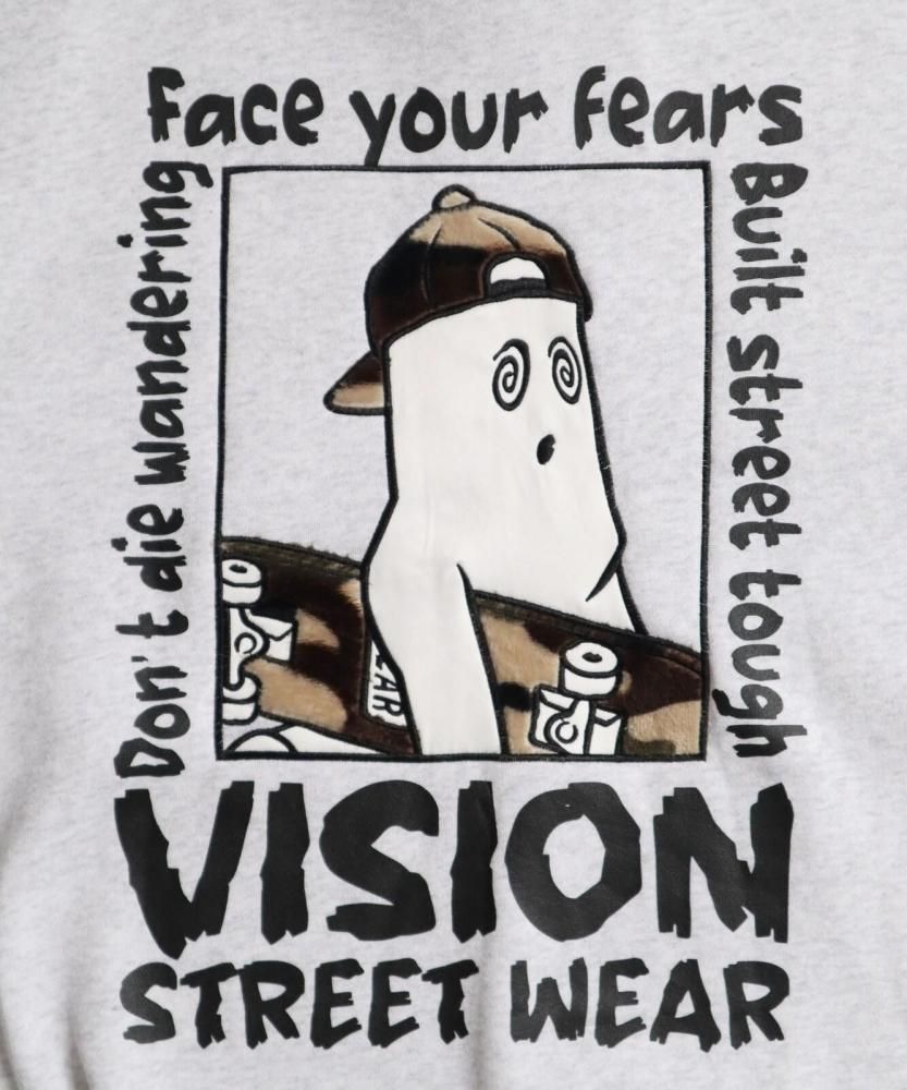 VISION STREET WEAR 裏起毛 ゴースト異素材ジップスウェット Gray