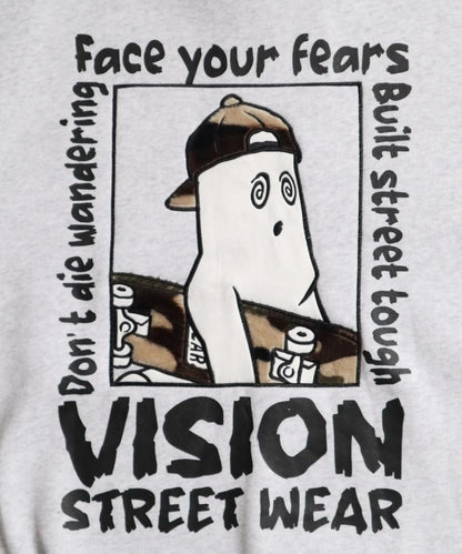 VISION STREET WEAR 裏起毛 ゴースト異素材ジップスウェット Gray