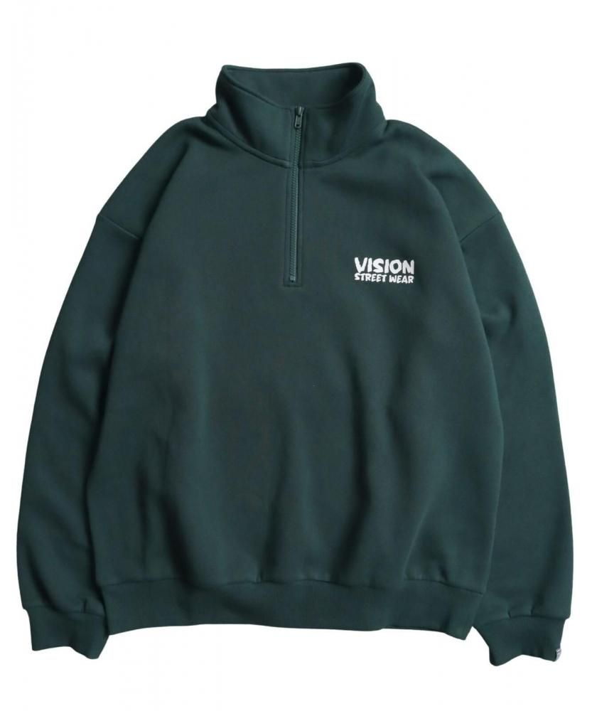 VISION STREET WEAR 裏起毛 ゴースト異素材ジップスウェット Green