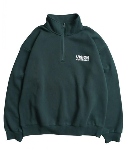 VISION STREET WEAR 裏起毛 ゴースト異素材ジップスウェット Green
