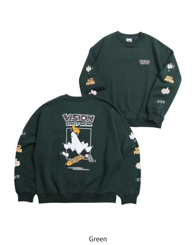 VISION STREET WEAR ゴースト ポンチトレーナー Green