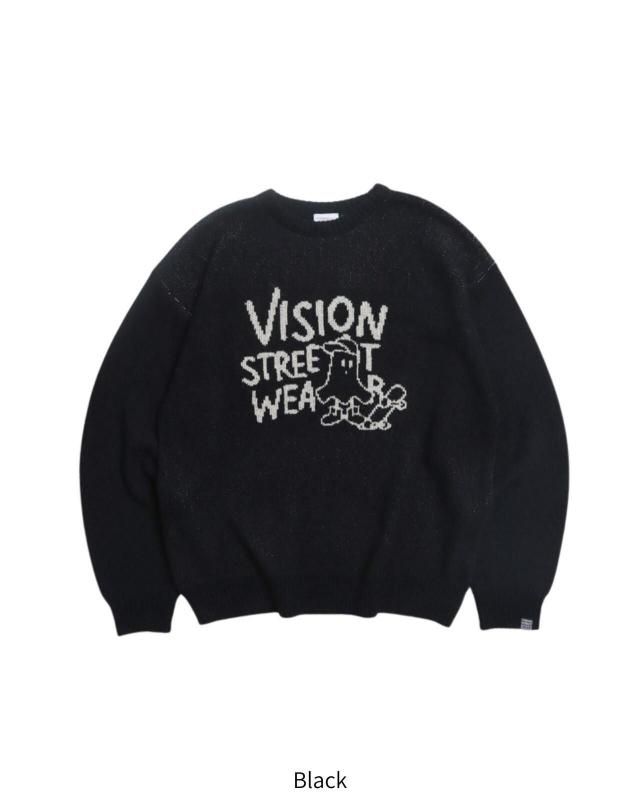 VISION STREET WEAR ゴースト ジャガードニット Black