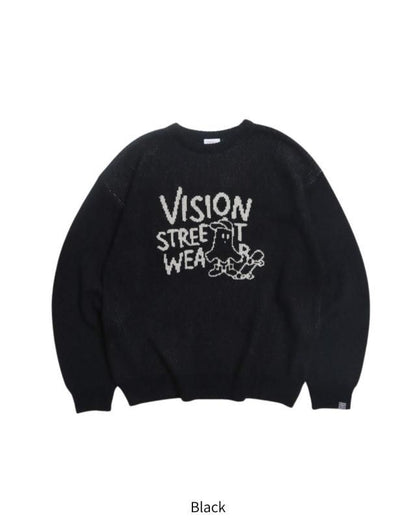 VISION STREET WEAR ゴースト ジャガードニット Black
