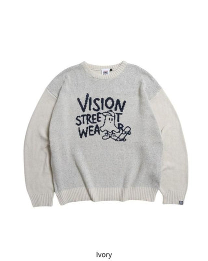 VISION STREET WEAR ゴースト ジャガードニット Ivory