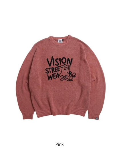 VISION STREET WEAR ゴースト ジャガードニット Pink