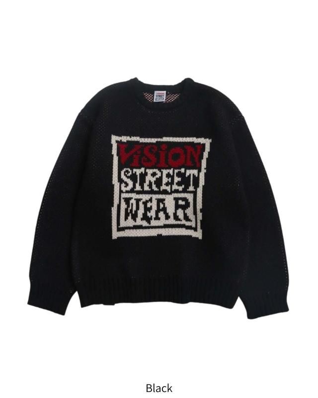 VISION STREET WEAR カーリーロゴニット Black