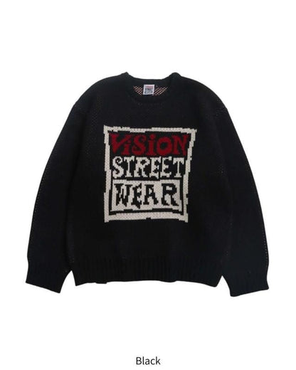 VISION STREET WEAR カーリーロゴニット Black
