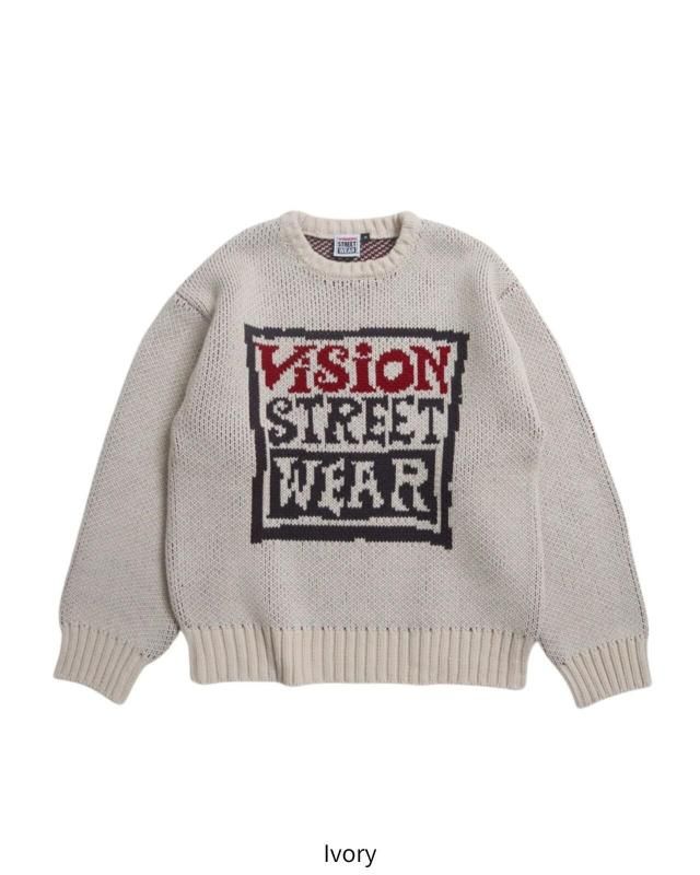 VISION STREET WEAR カーリーロゴニット Ivory