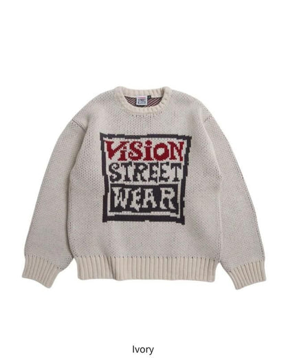 VISION STREET WEAR カーリーロゴニット Ivory