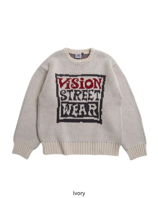VISION STREET WEAR カーリーロゴニット Ivory