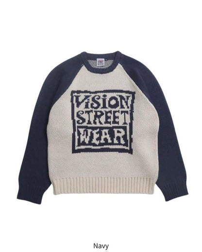 VISION STREET WEAR カーリーロゴニット Navy