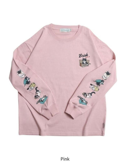 POWER TO THE PEOPLE 猫袖プリントロンT Pink