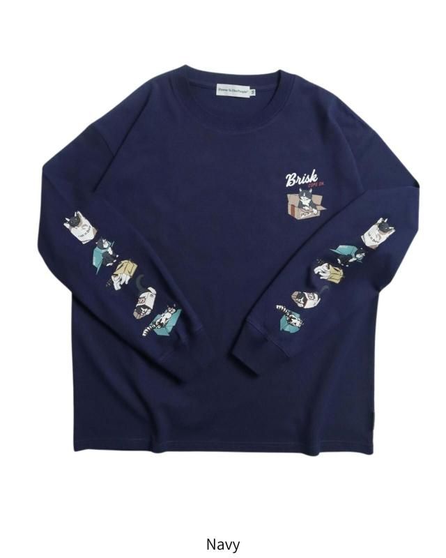 POWER TO THE PEOPLE 猫袖プリントロンT Navy