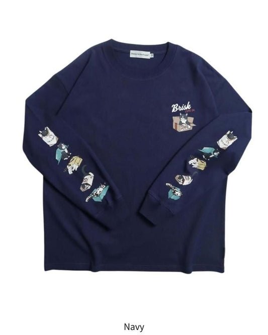 POWER TO THE PEOPLE 猫袖プリントロンT Navy
