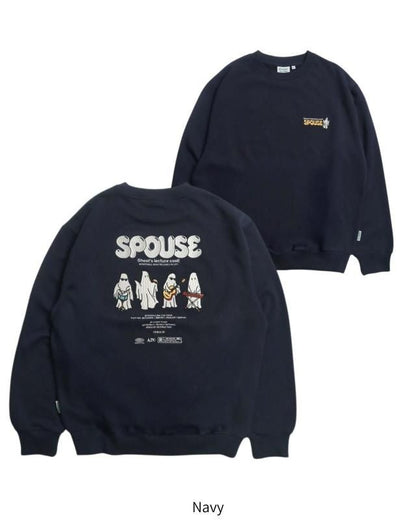 POWER TO THE PEOPLE オバケバンド刺繍スウェット Navy