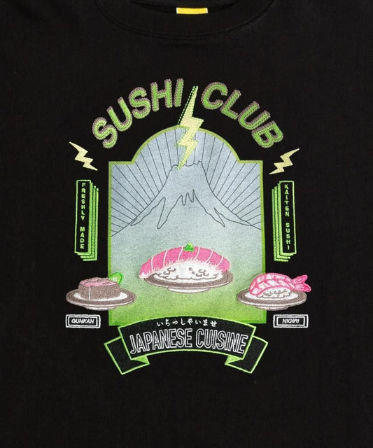 MYUUA JAPAN SUSHI CLUB 刺繍Tシャツ BLACK
