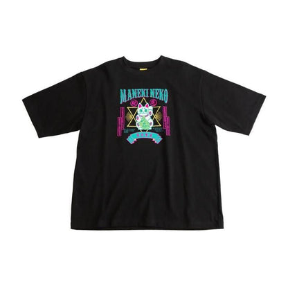 MYUUA JAPAN MANEKINECO 招き猫 刺繍Tシャツ BLACK